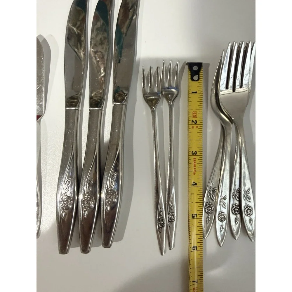 Vintage 1960's Oneida Community MY ROSE Stainless Flatware‎ Lot of 19